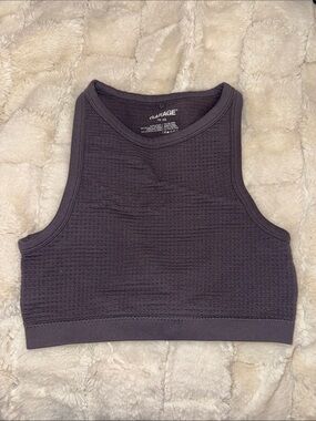Garage Dark Charcoal Ribbed Cropped Tank